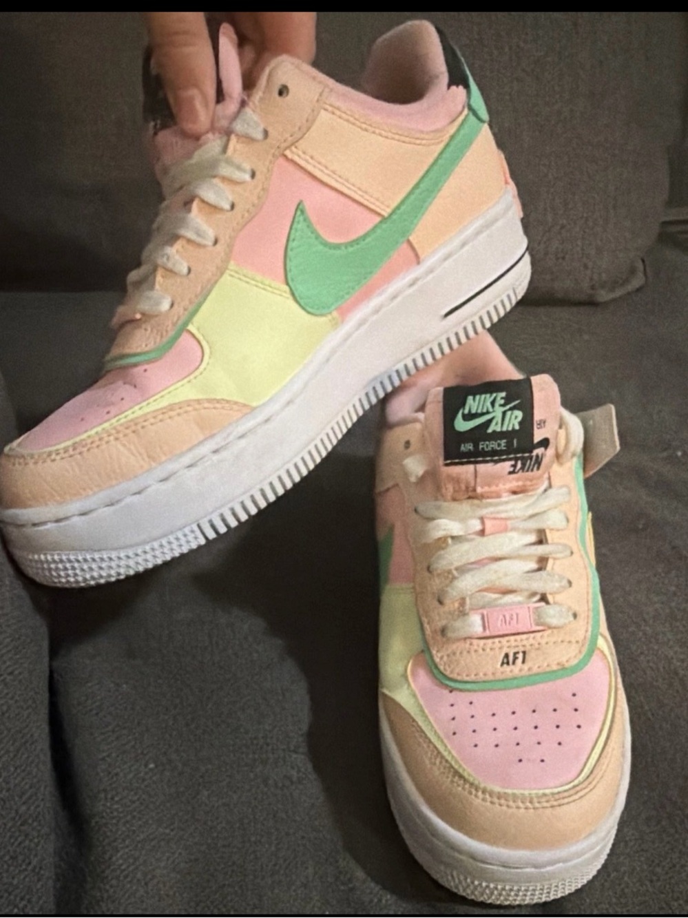 Nike Air Force 1 Pastel Multicolor Sneakers - Pink, Peach, Neon Green - Picture 2 of 5